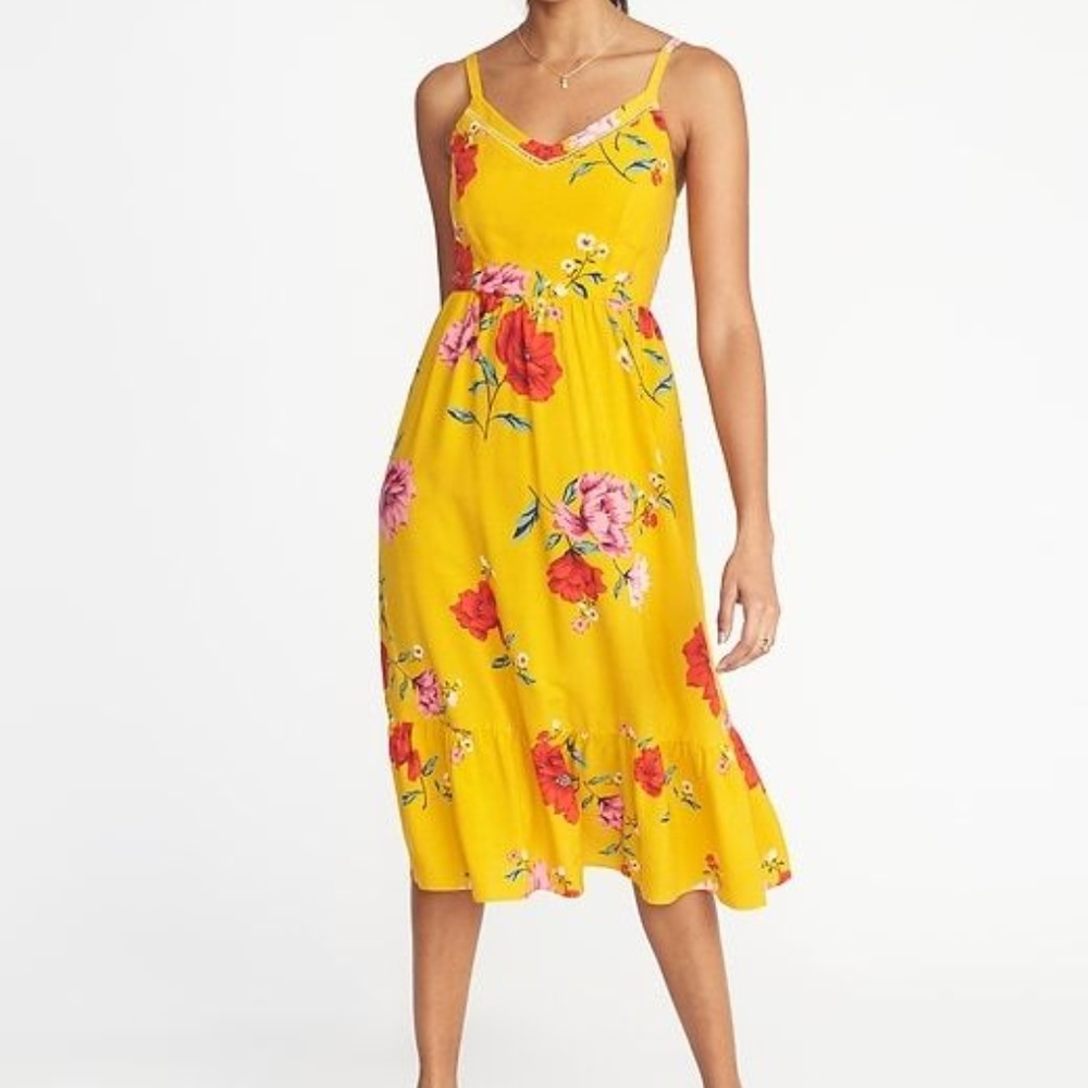 Fit & Flare cami floral midi dress
